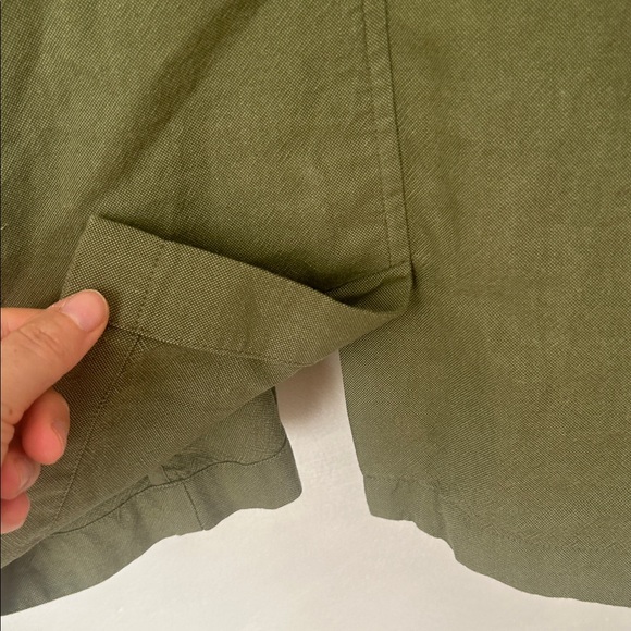 Eileen Fisher Cross-Dyed  Organic Cotton Jacket in Olive Green shacket - Picture 9 of 9
